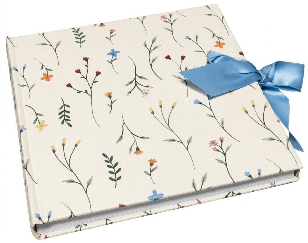 Fotoboek beige met blauwe strik
